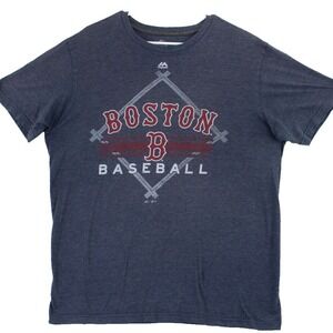 Majestic Boston Red Sox Baseball T Shirt Men's‎ Large Blue Heather Short Sleeve